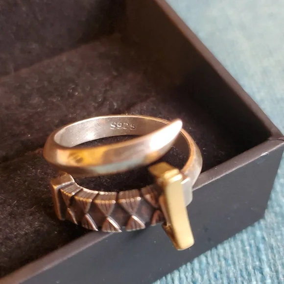 Two-Tone Modern Stackable Rings - Gold & Silver 925 - Picture 2 of 3